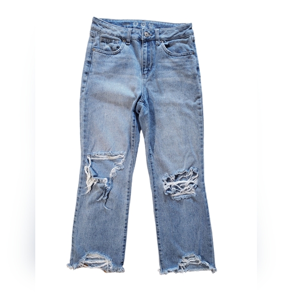 Re-Wash High Rise Distressed Jeans, Stretch, Straight Leg, Size 5 or 27 - Picture 1 of 2